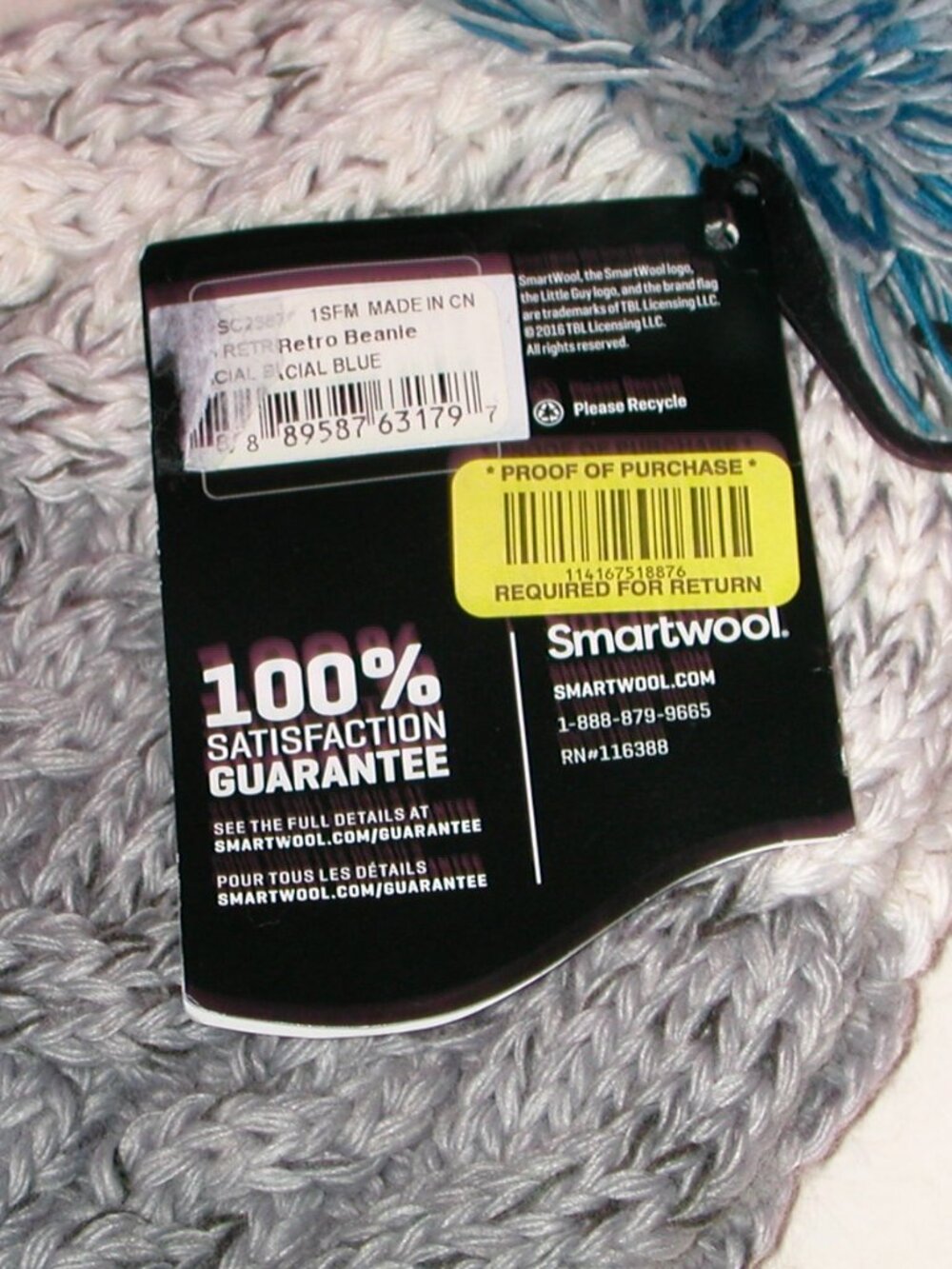 SmartWool Isto Retro Beanie Women's One Size  NWT Glacial Blue - Picture 3 of 3